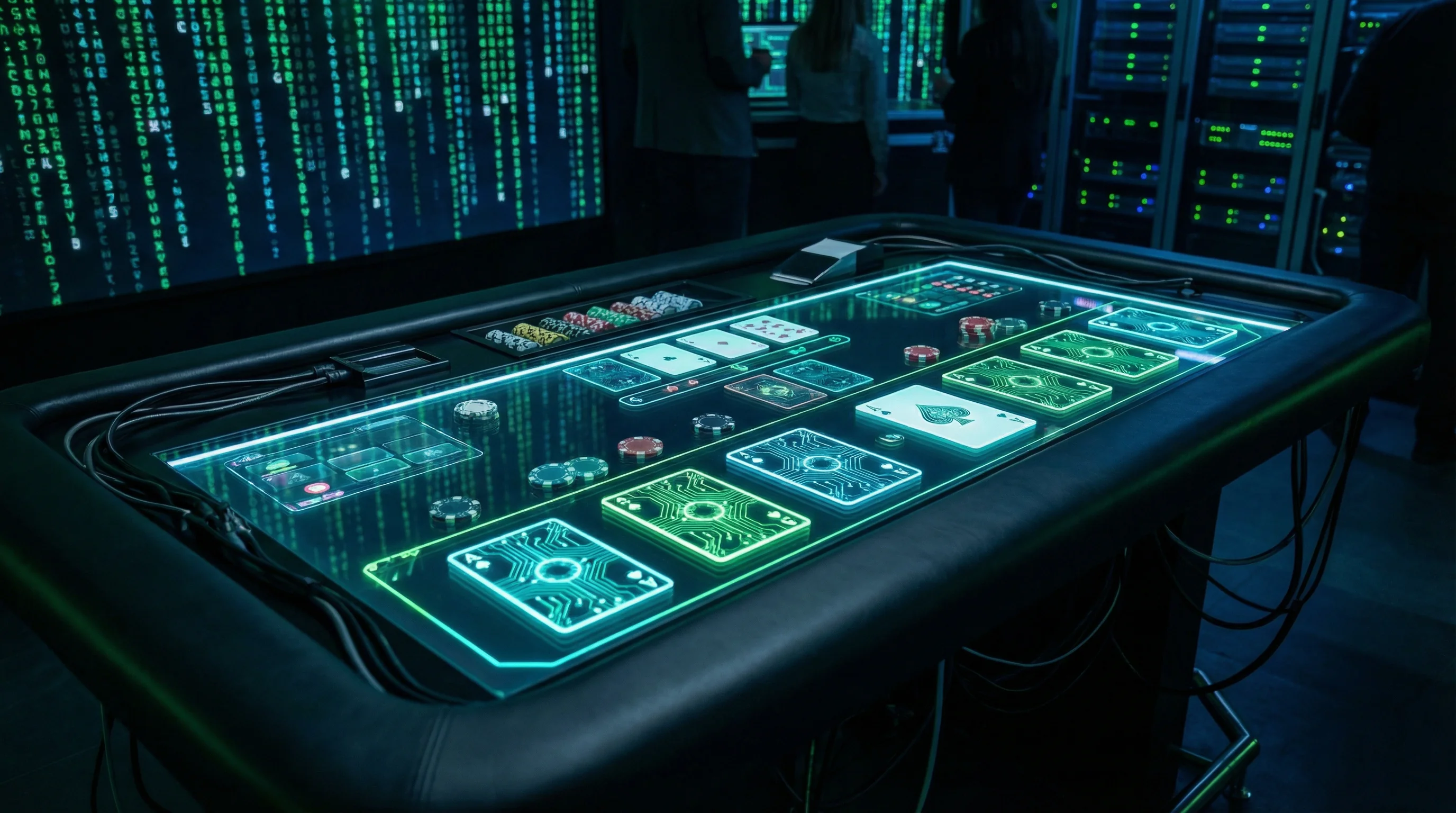 Mesa de bacará elegante com tema hacker no geralbet